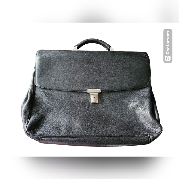 BRAUNE BUFFEL mens leather briefcase black chrome Germany buisness casual bag - Picture 1 of 13